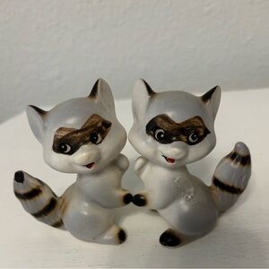 Vintage Kitsch Anthropomorphic Raccoon Salt Pepper Shakers